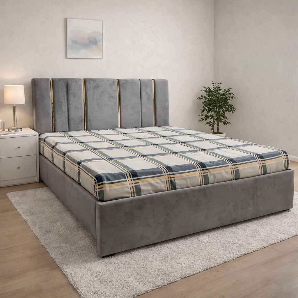 Image 1 for LUX King Sized Bed With Storage and Drawer Cot (MDF | Grey) (EC)