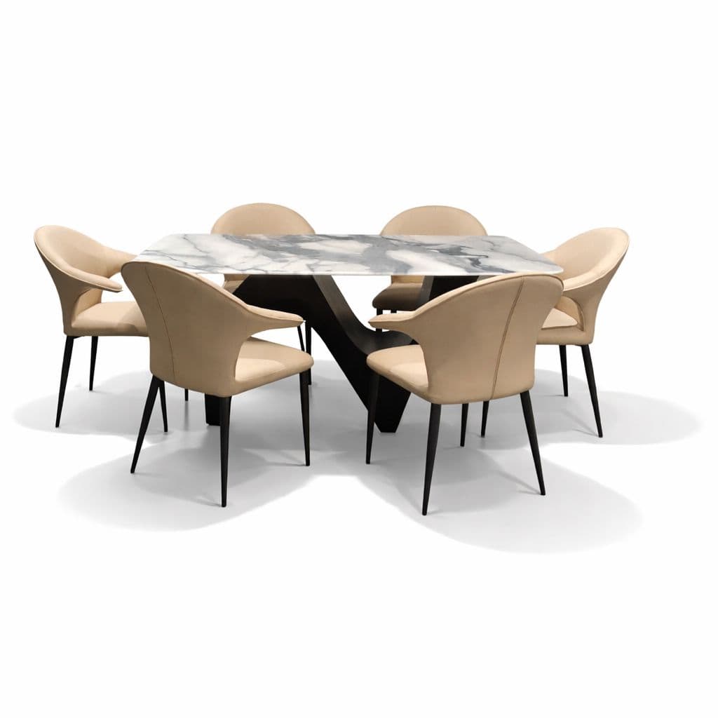 Image 3 for Dining Table T70/CY70 Grey 1+6 Seater With Marble Top (HYD OTD)