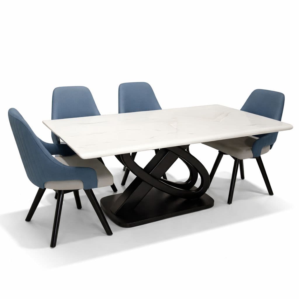 Image 2 for DT-52 /Dining Set 1+6 Seater -405 Leatherette With Solid Ash Wood And Olec Marble Top (KORA OTD)