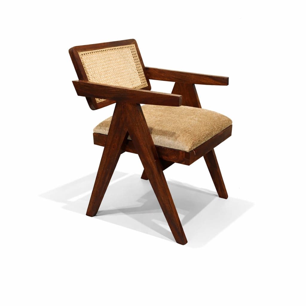 Image 6 for Roma Dining Set 1+4 Seater Sheesham Wood With Fabric Jute And Cane (HYD OTD)