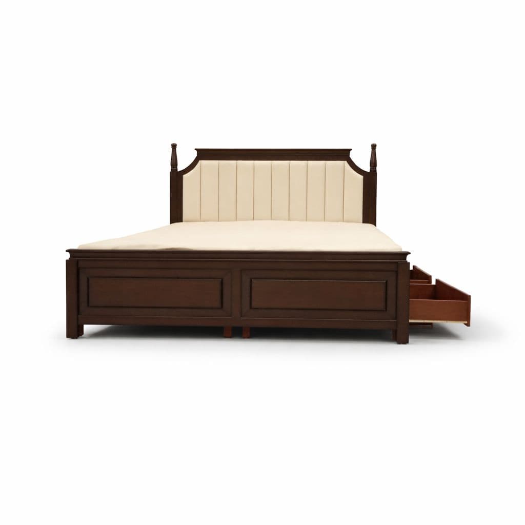 Image 2 for Pillar King Size With Storage and Drawer (Dark Brown)(SKN)(EC)(KORA)