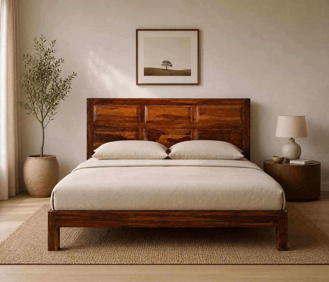 Image 1 for 6 Panel Cot Solid Sheesham Wood (SCV_PKU)