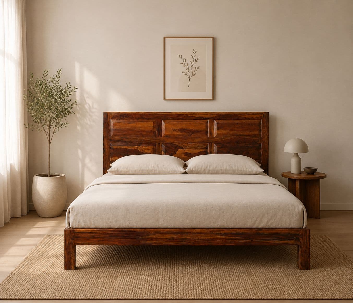 Image 1 for 6 Panel Cot Solid Sheesham Wood (SCV_PKU)