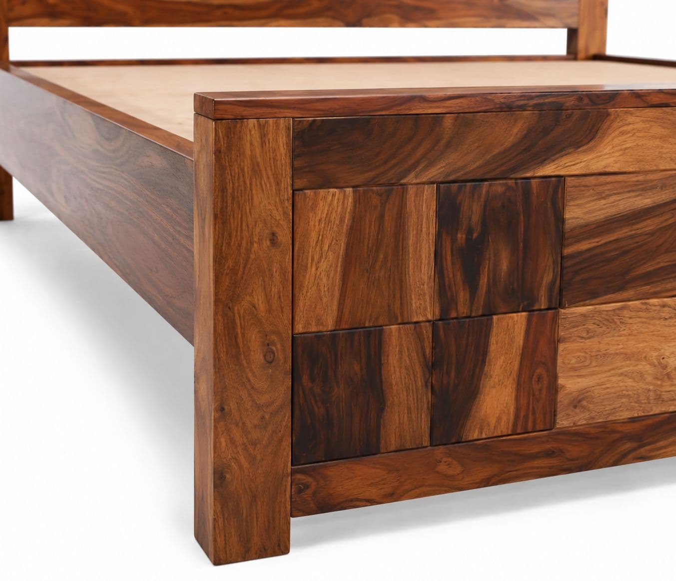Image 5 for Four Square Cot Solid Sheesham Wood Without Storage (SCV_PKU)