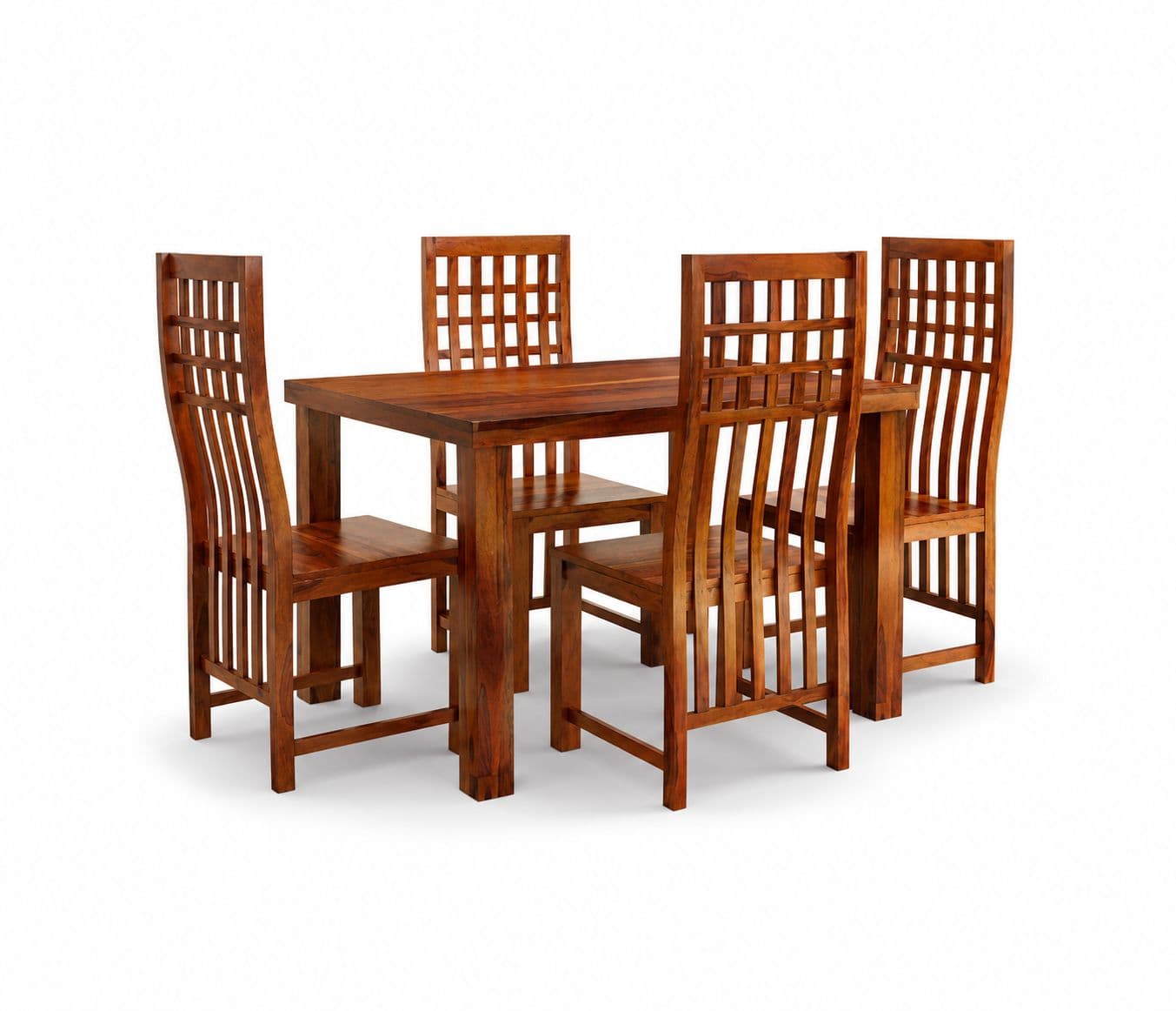 Image 2 for Heritage Grid Dining Set Solid Sheesham Wood Dining Set (SCV_PKU)