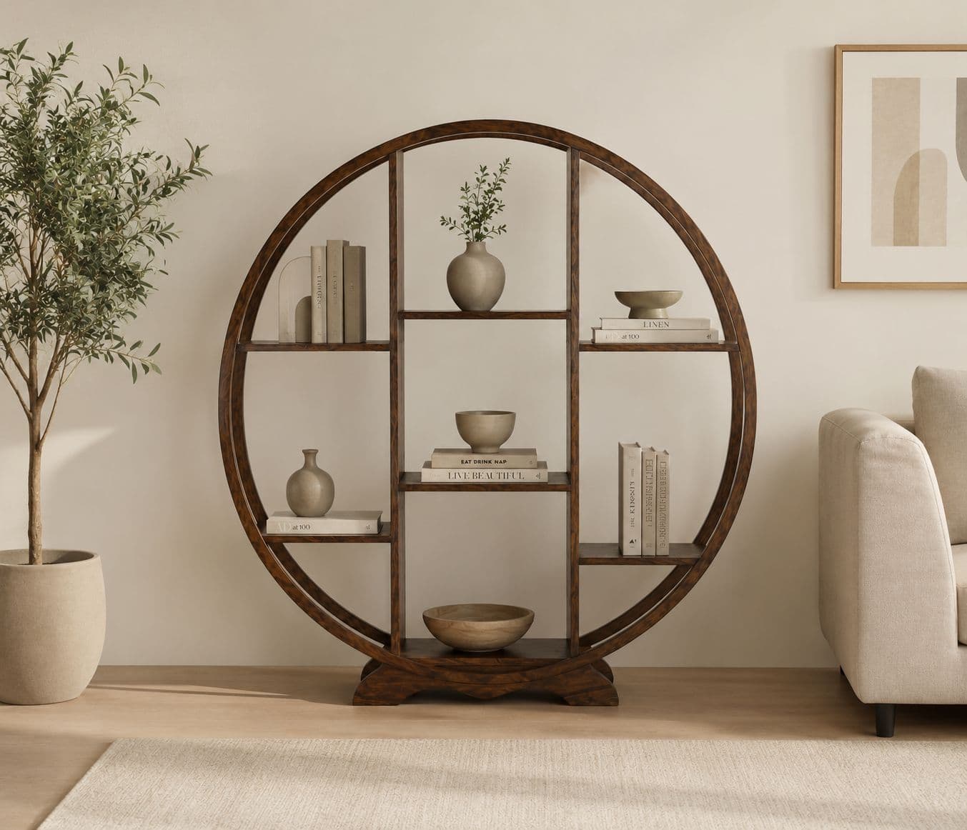 Round book shelf Solid Sheesham Wood (SCV_PKU)