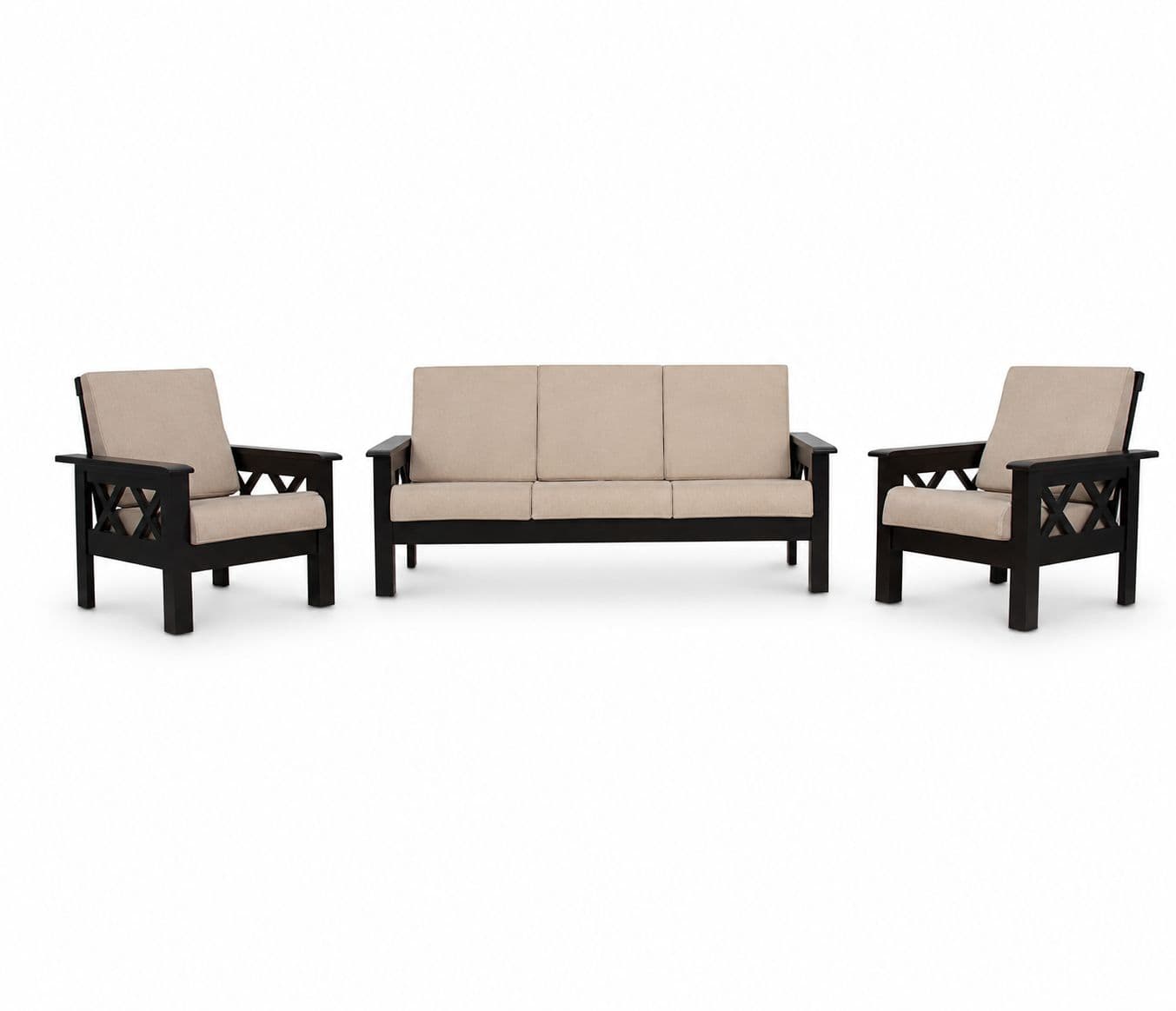 Image 2 for X Sofa 3+1+1 Seater Solid Rubber Wood (ZAM) (OWD)