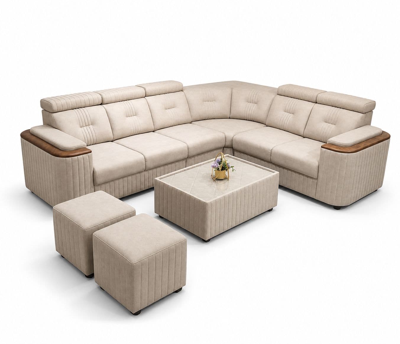 Image 4 for Romania Sofa Set 2+1+C+2+CT+2 Puffy Suede Fabric (BTM OTD)