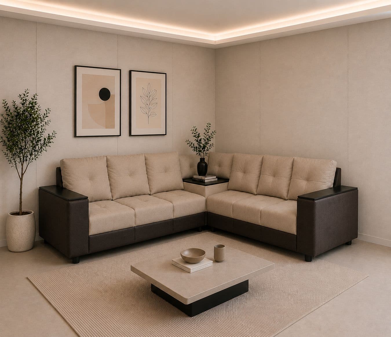 Image 1 for Itallian L-Shape Sofa Solid Neem Wood (ZAM) (OWD)