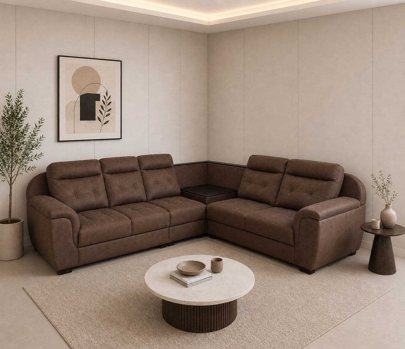 Zenhit L-Shape Sofa Solid Neem Wood (ZAM) (OWD)