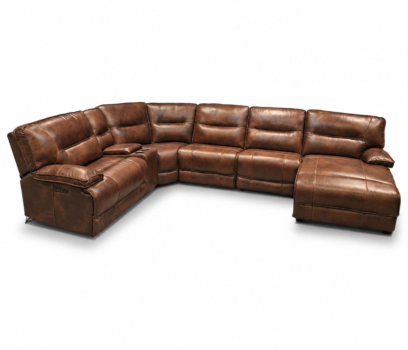 Image 4 for UX70048HM Laf PWR+Corner 1/4+ Armless PWR Recliner+ Armless Chair+RAF Push Back Chaise W/PHR+Staright Console +Armless Chair Body Touch Leather (CP)