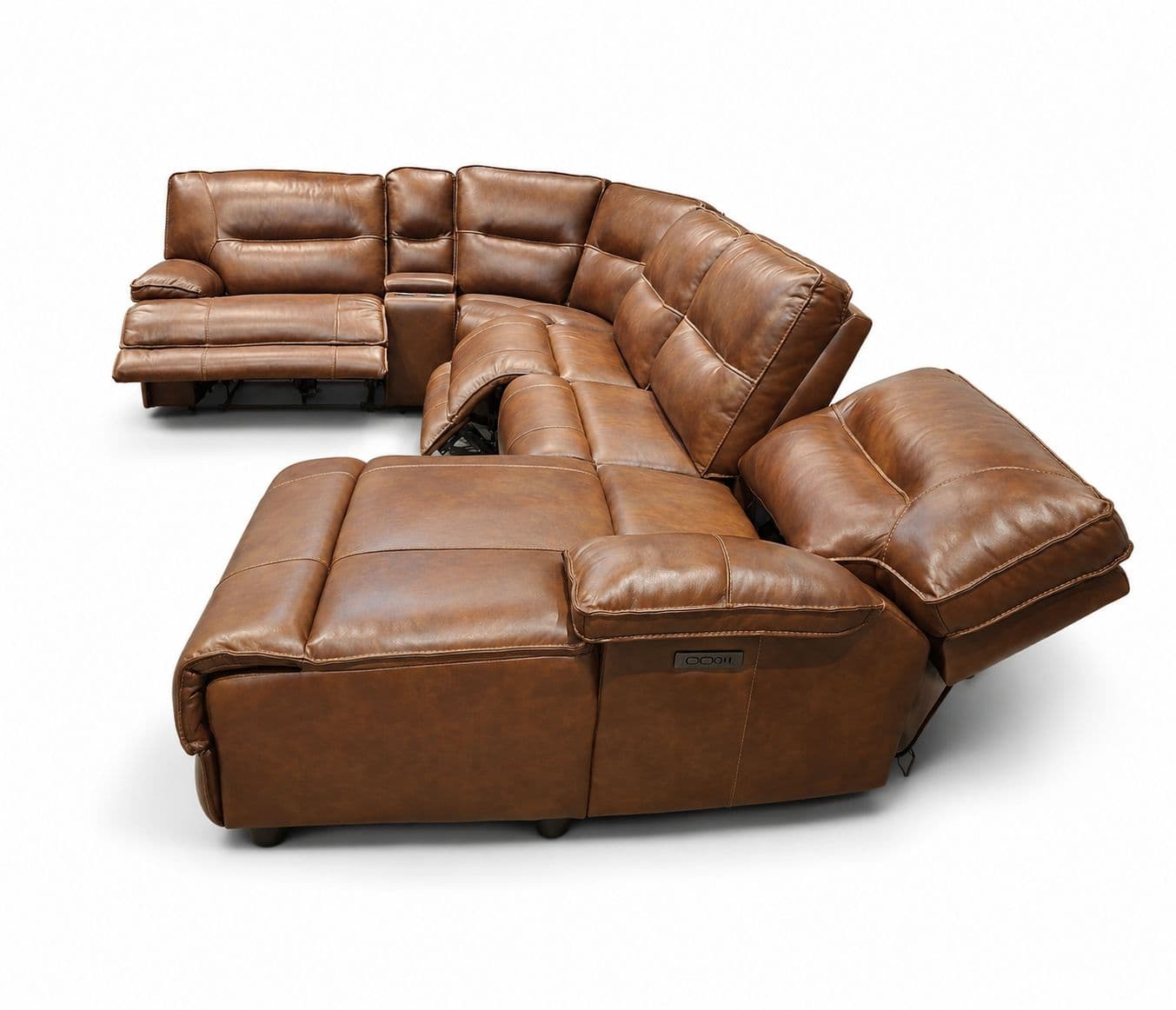 Image 7 for UX70048HM Laf PWR+Corner 1/4+ Armless PWR Recliner+ Armless Chair+RAF Push Back Chaise W/PHR+Staright Console +Armless Chair Body Touch Leather (CP)