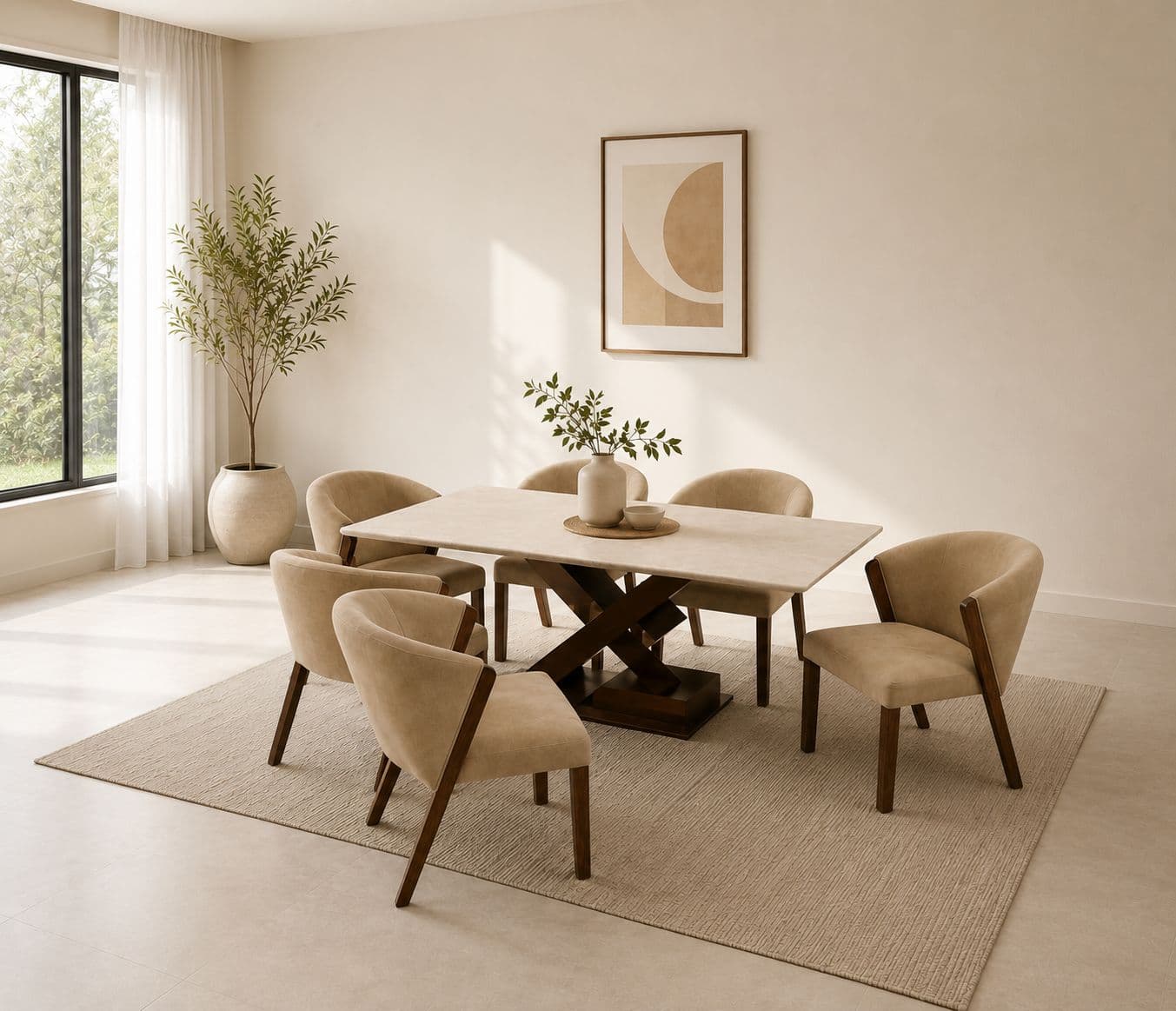 Image 1 for DT YZ/ DC 36 Dining Table 1+6 Seater (BS-EC)(BS-WF)