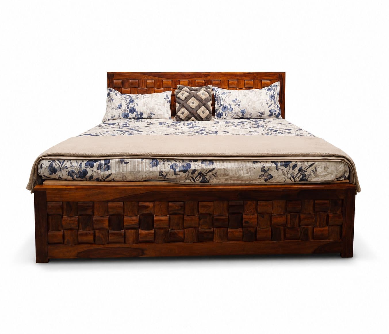 Image 5 for Niwar Bed King Size With Hydralic Storage Sheesham Wood PKU (WF)