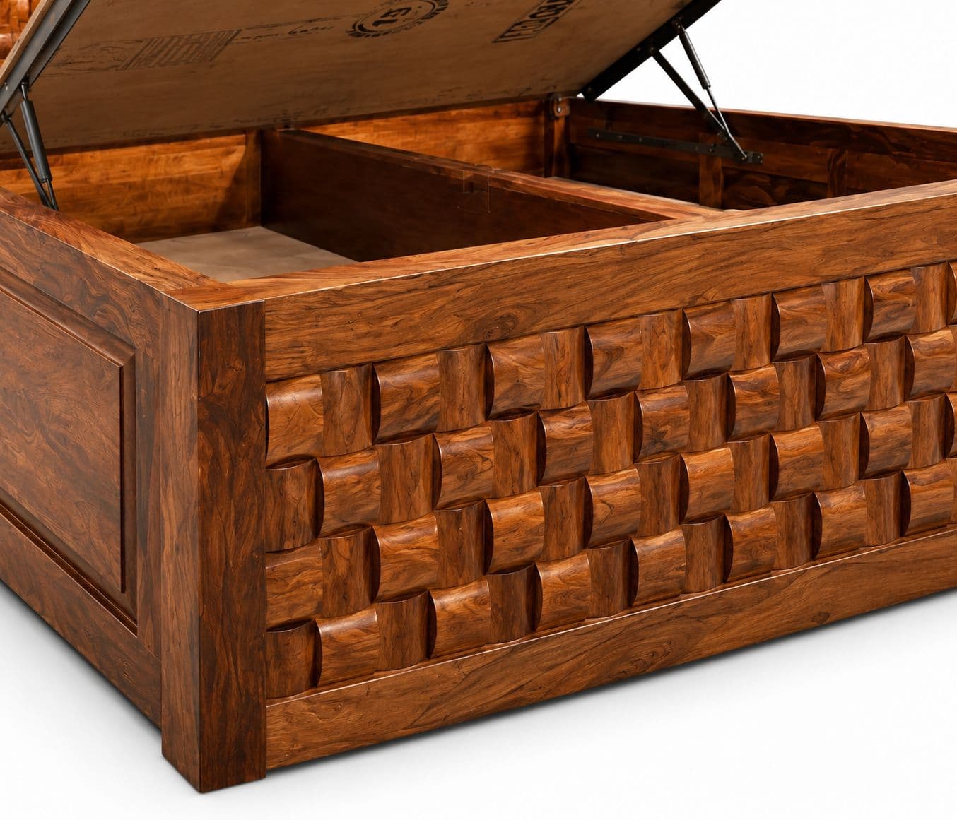 Image 9 for Niwar Bed King Size With Hydralic Storage Sheesham Wood PKU (WF)