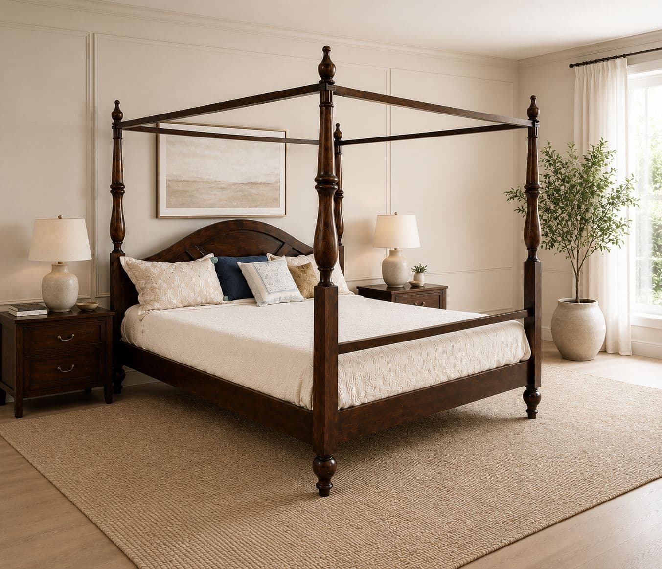 Image 1 for Poster Bed King Size Without Storage Mango Wood And MDF (WF)