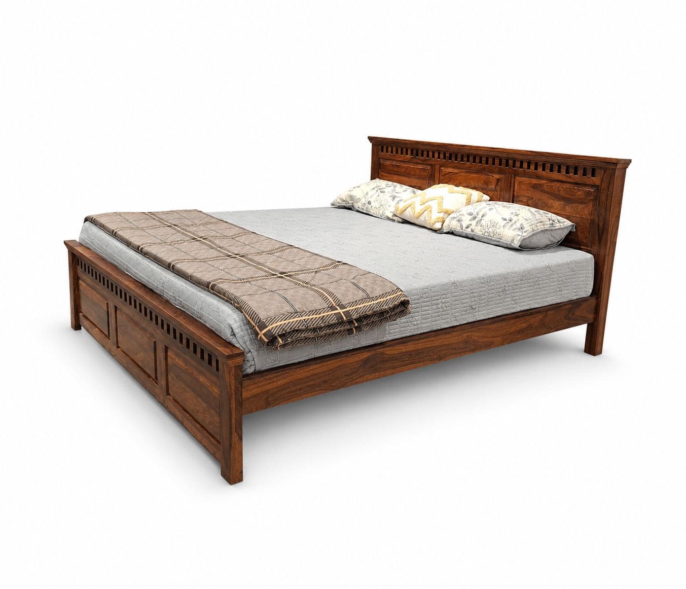 Image 7 for Adolf Bed King Size Without Storage Solid Sheesham Wood (EC)