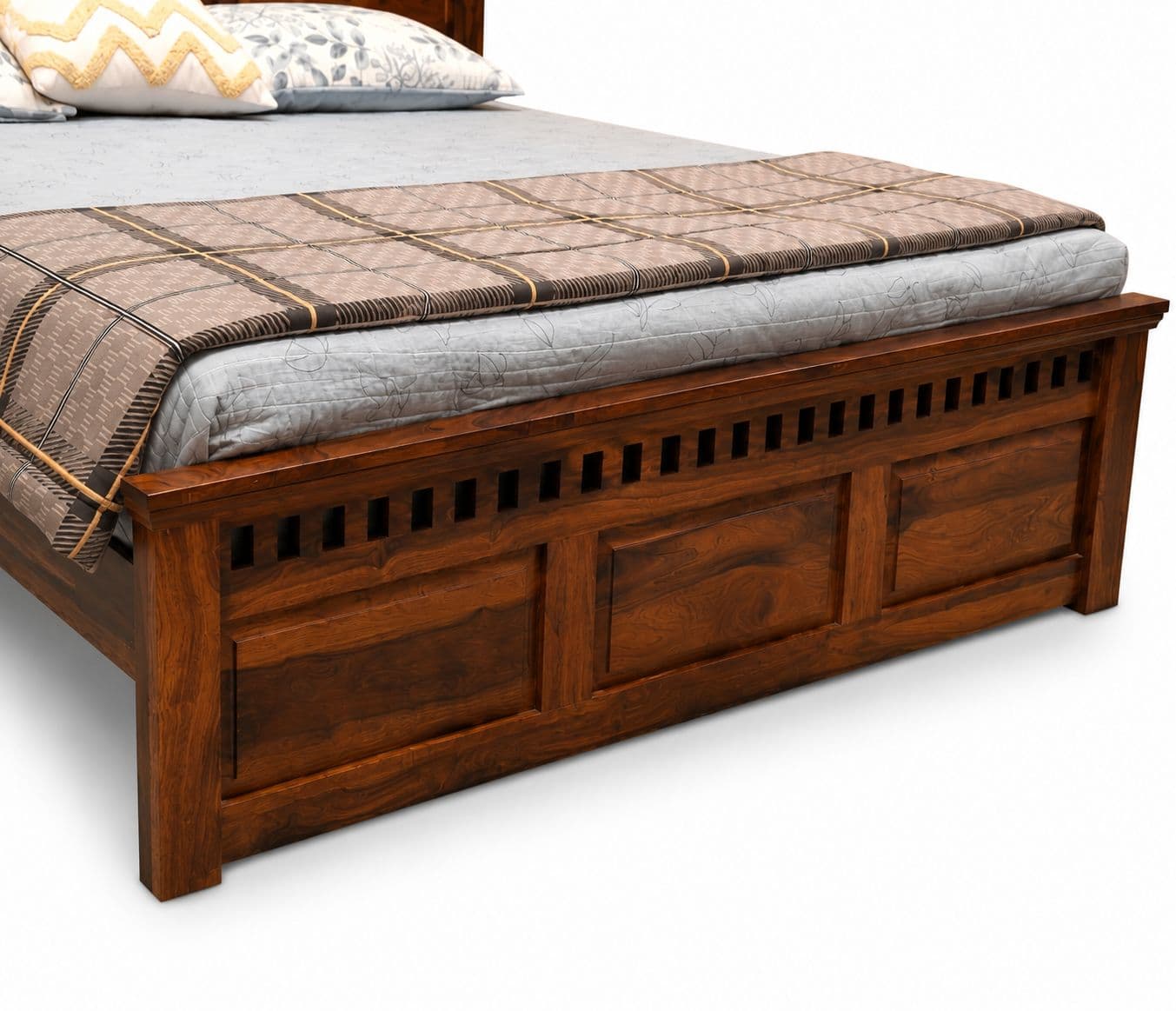 Image 4 for Adolf Bed King Size Without Storage Solid Sheesham Wood (EC)