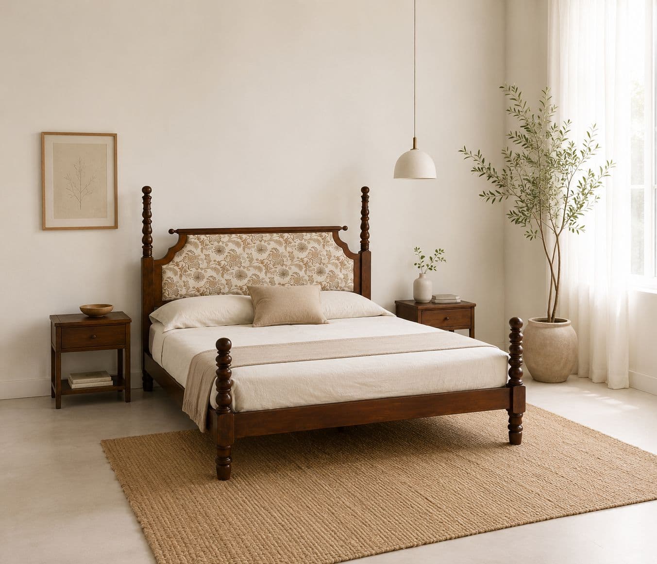 Image 1 for Kally Queen Size Bed Without Storage Solid Sheesham Wood (EC)