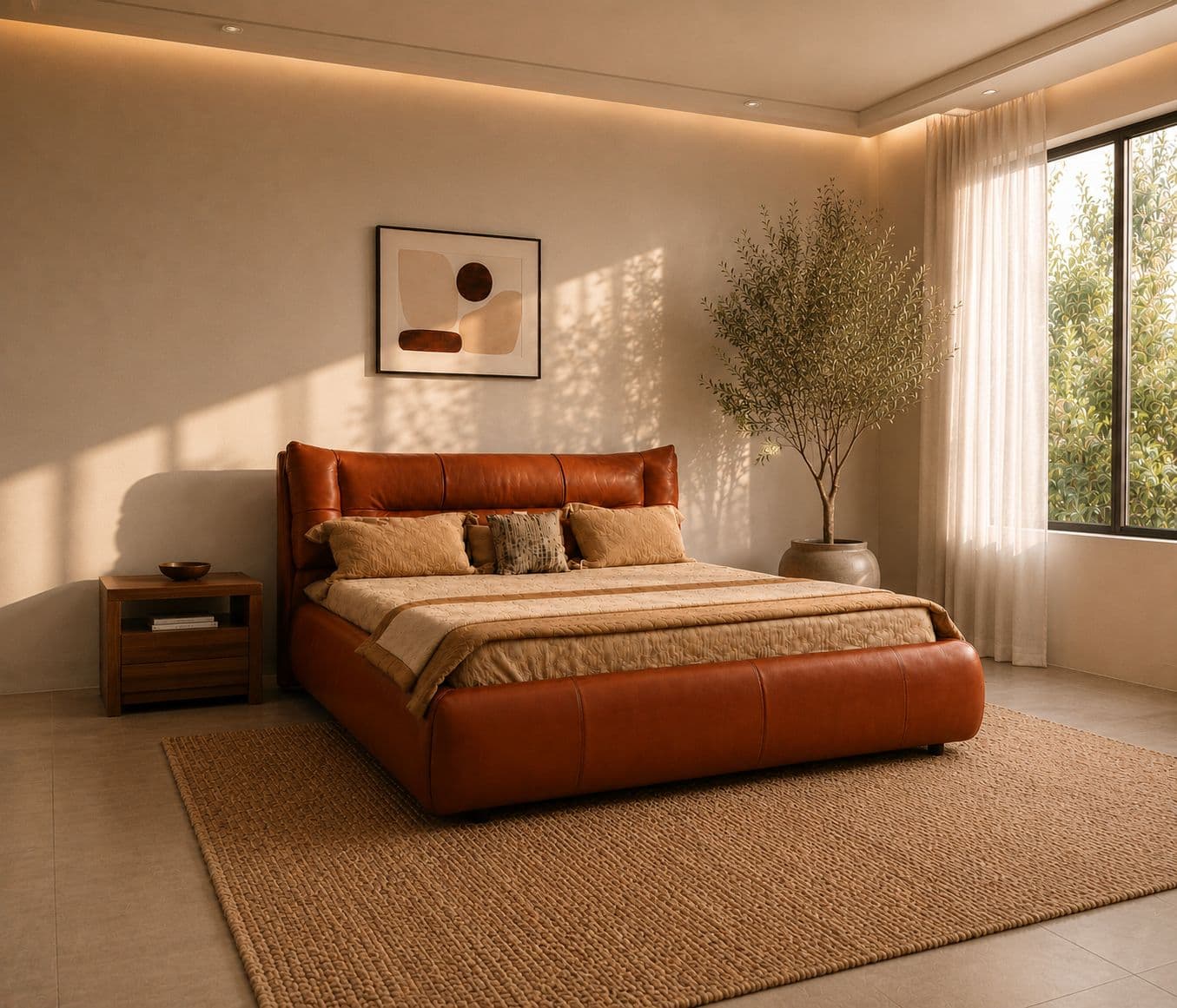 SB-2512 King Size Bed With Hydraulic Stoarge Multi Layer Solid Wood Full Grain Leather With Sponge + Feather (WF)(HYD)