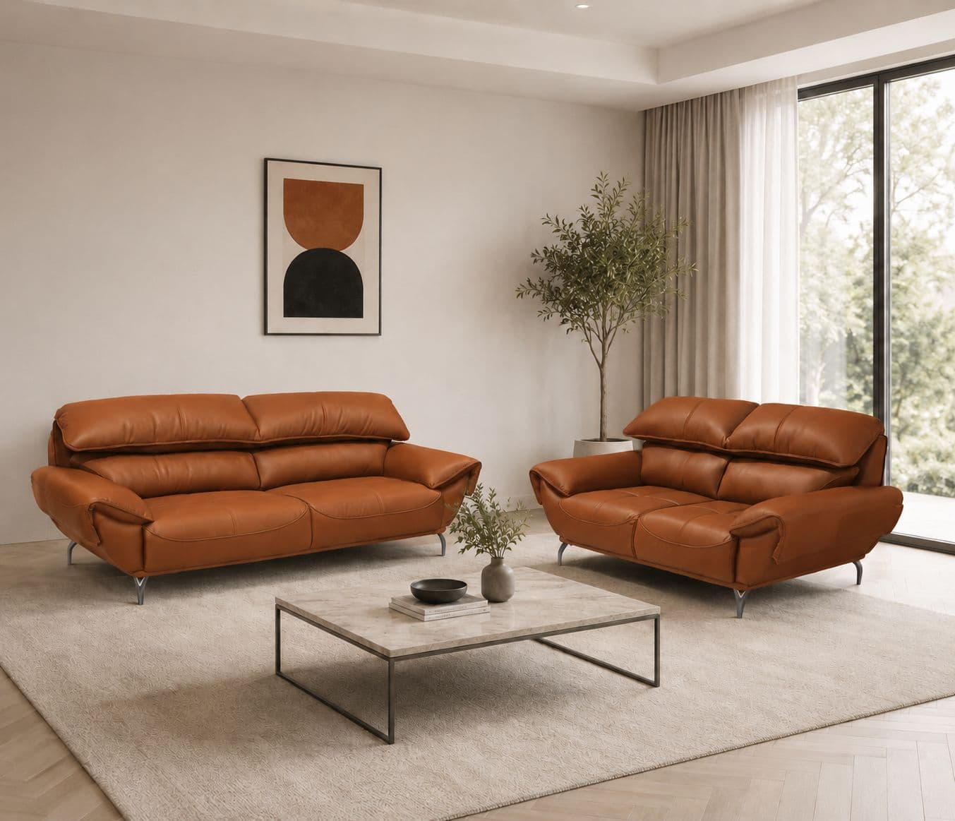 Image 1 for F1 Sofa 3+2 Seater Micro Suede With Neem Wood Metal Legs