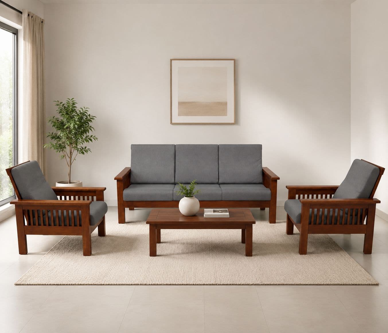Image 1 for Monark Royal Sofa 3+1+1 Seater Molfino Fabric(Grey) (EC)(BWD)(HYD)(BTM)