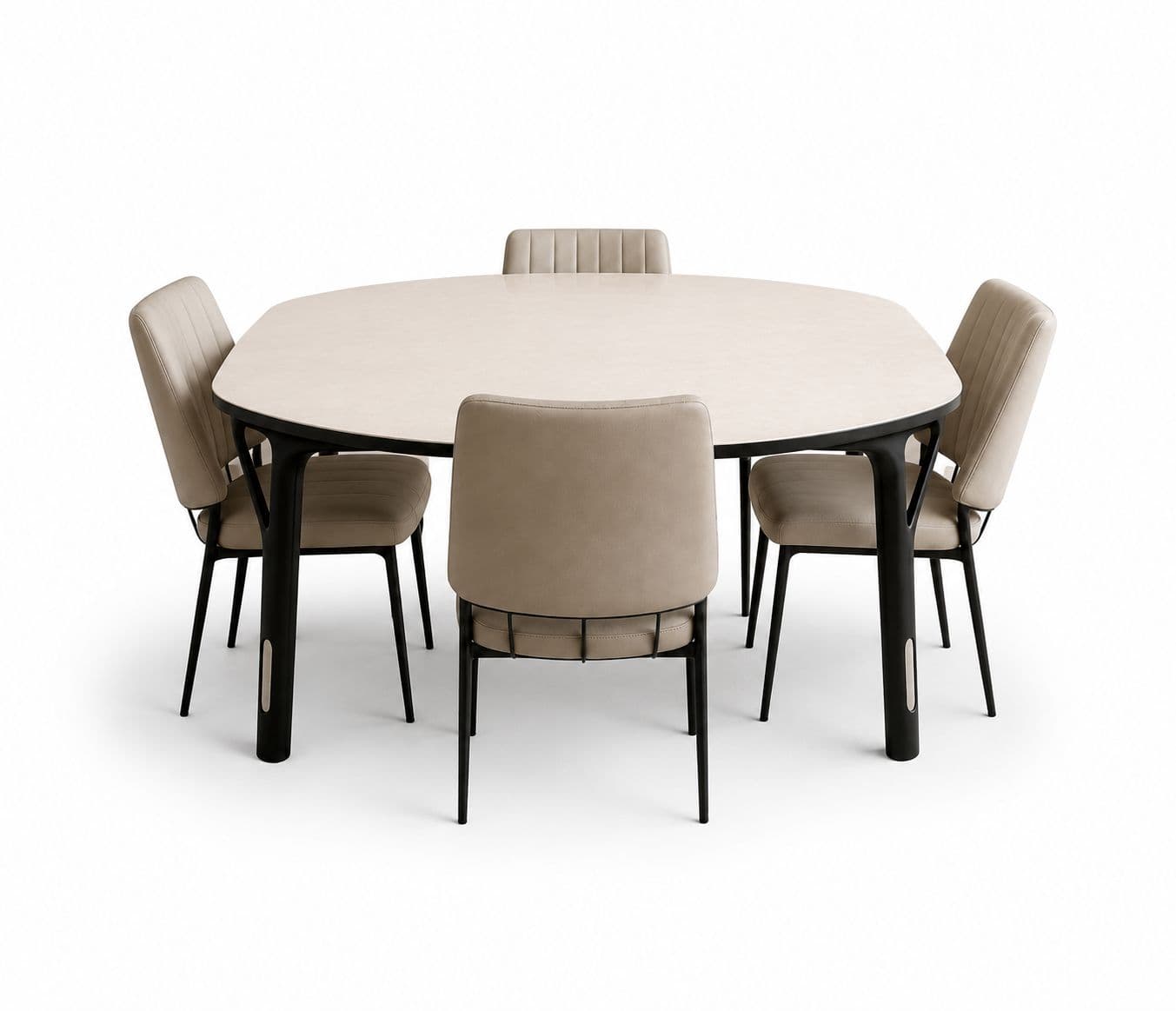 Image 3 for Dining Table 690/79+DC 79 1+4 Seater With Marble Top And Metal Legs (HYD)