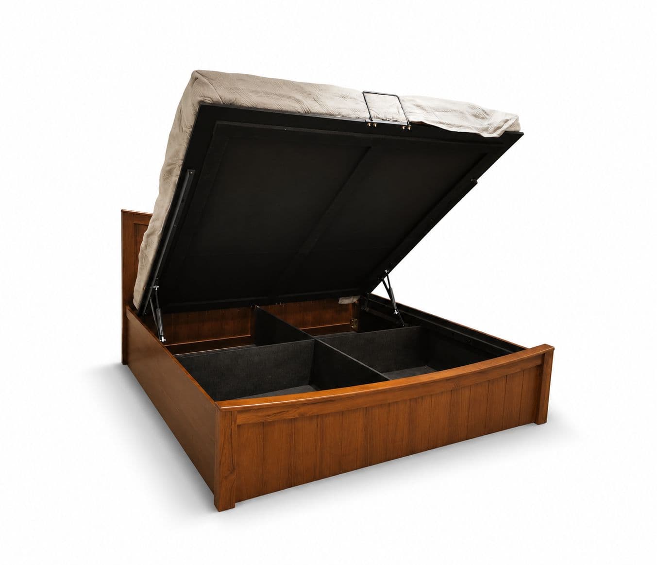 Image 7 for Boat Cot King Size 72x78 Box Rubber Wood and MDF With Hydraullic Storage (BTM)