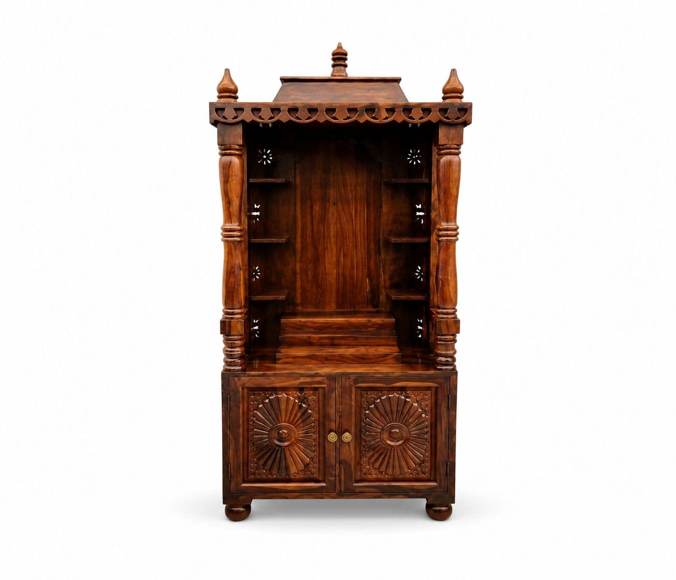 Image 2 for Aaloka Pooja Mandir Solid Sheesham Wood (Honey Finish) (SCV_PKU)