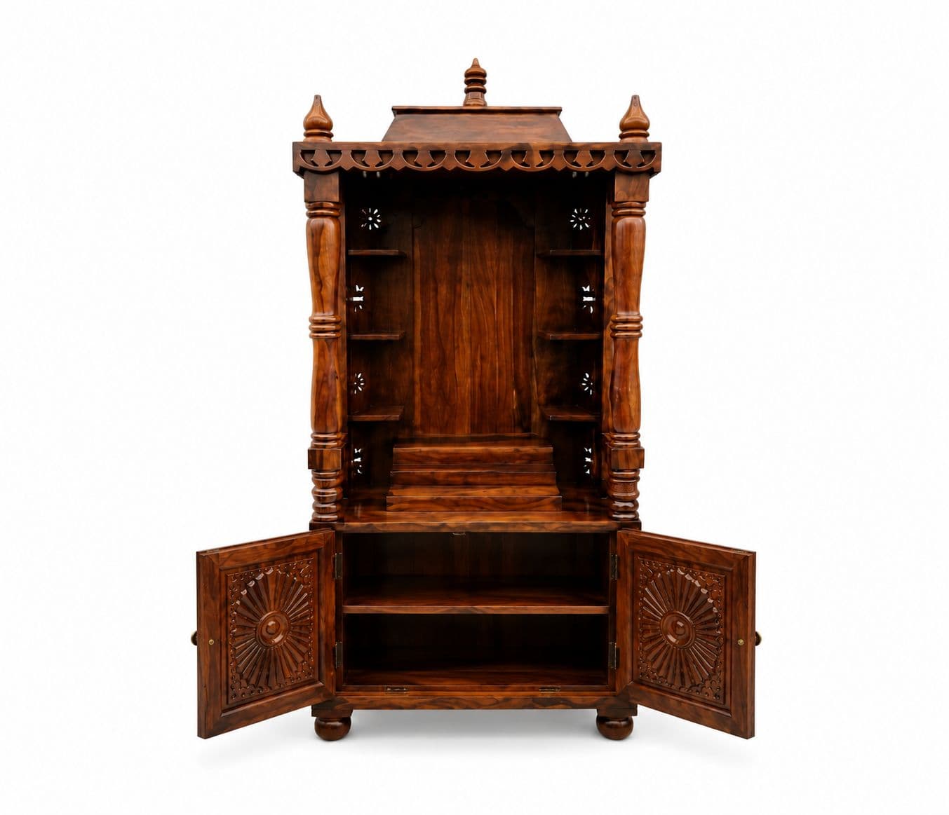 Image 4 for Aaloka Pooja Mandir Solid Sheesham Wood (Honey Finish) (SCV_PKU)