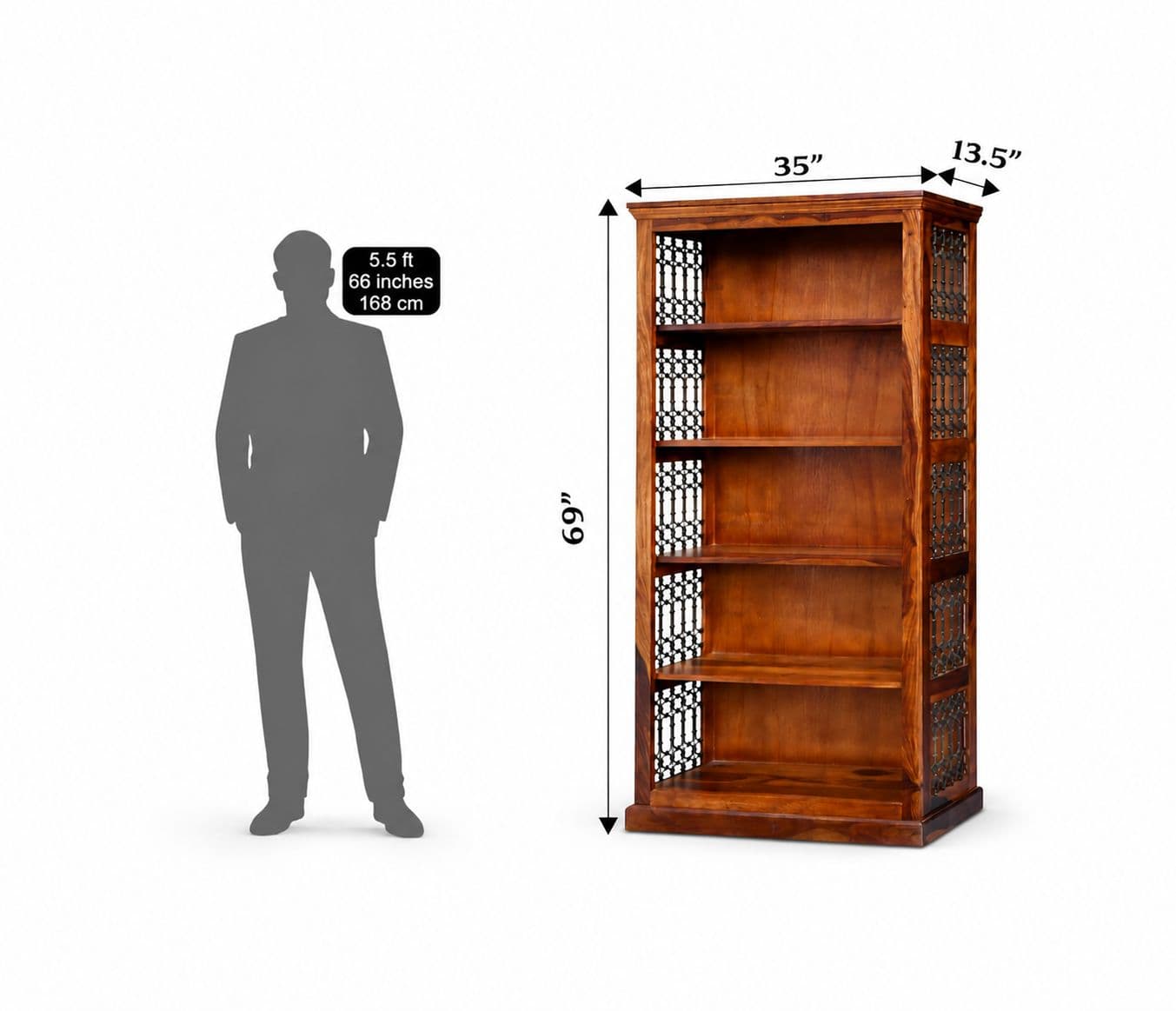 Image 8 for Solid Sheesham Wood Book Shelf (Honey Finish)(SCV_PKU)