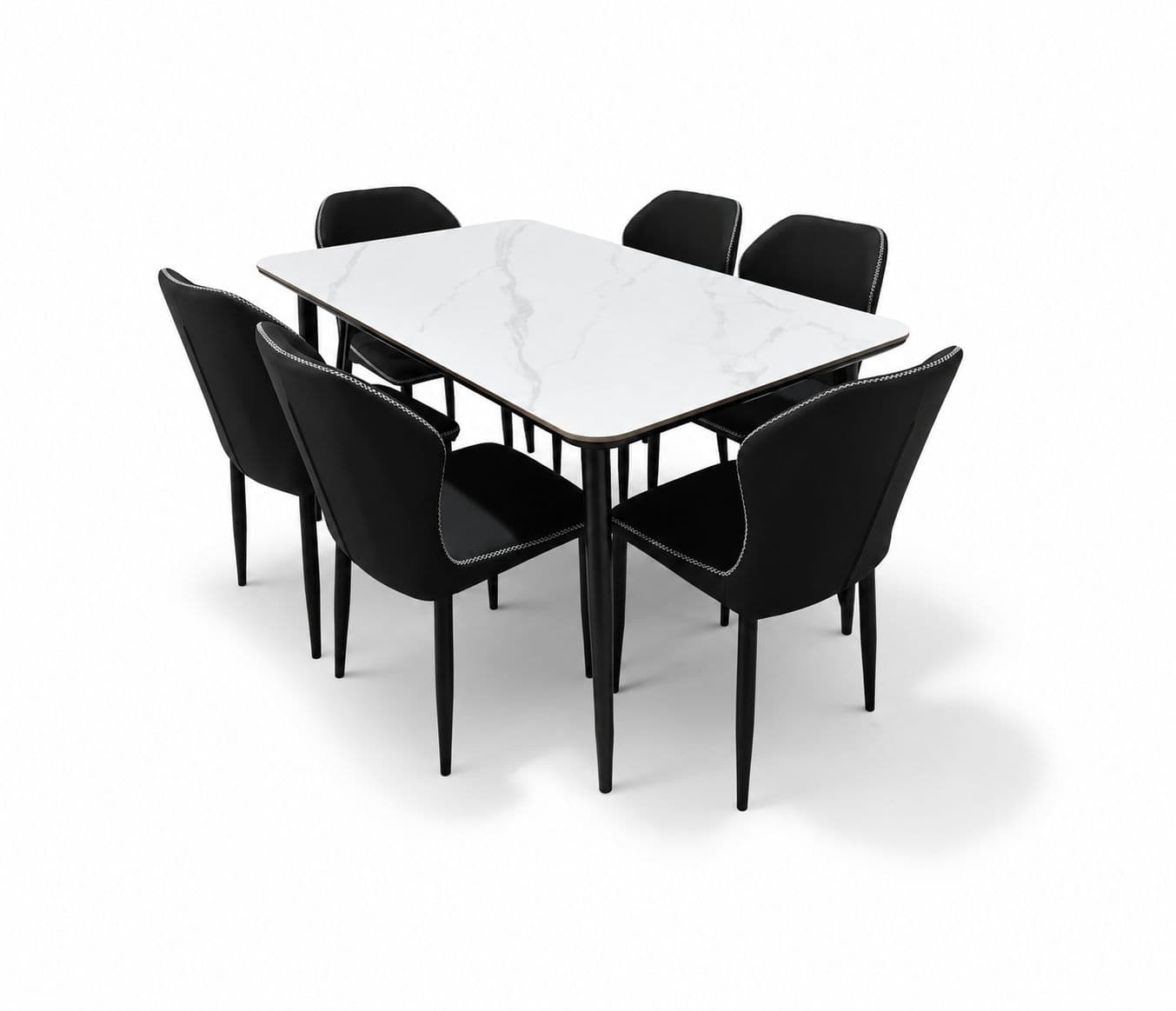 Image 3 for Imported Dining Set-P130 Alpine White Ceramic Top Table / 808 Chair (BWD)