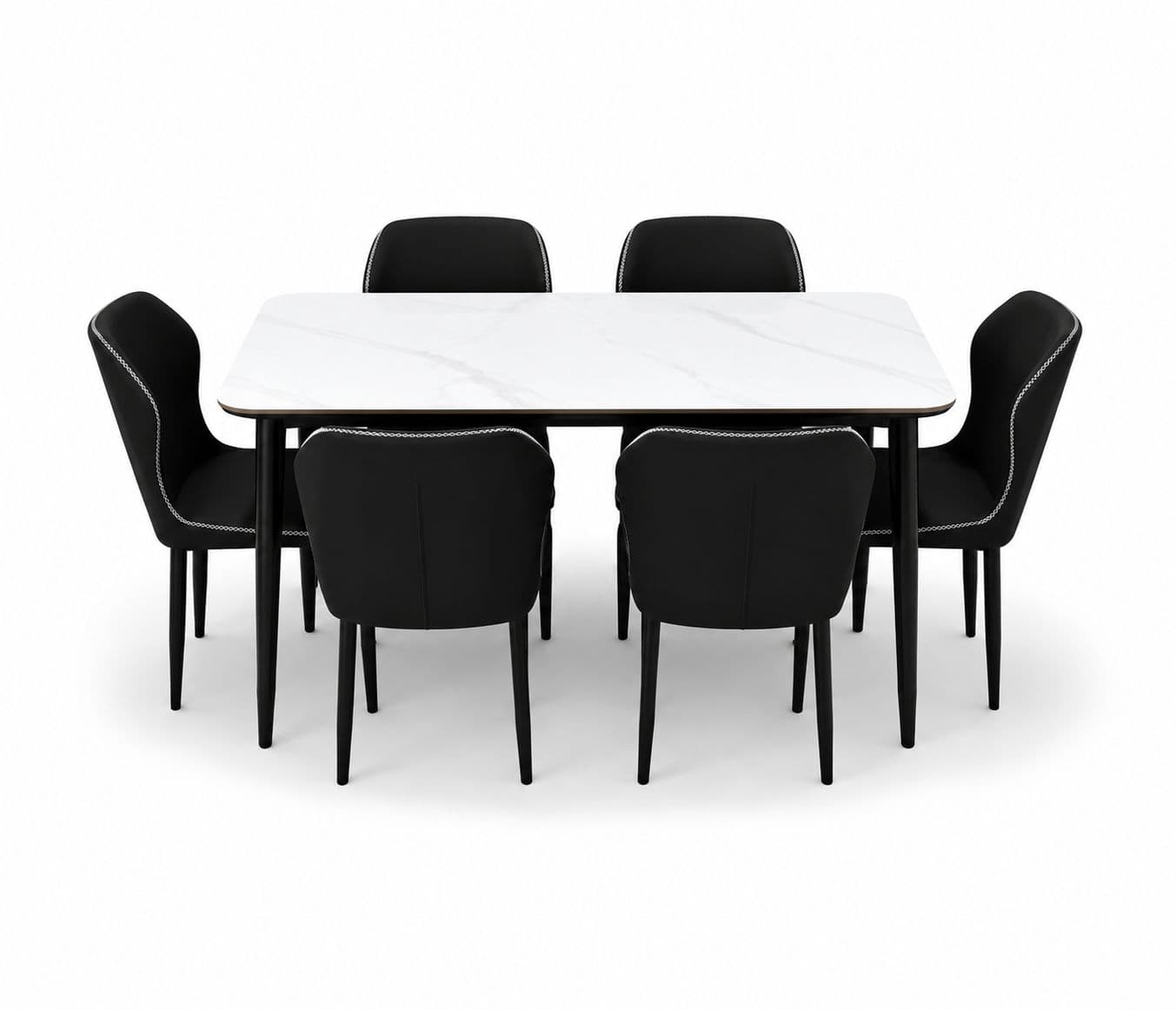 Image 2 for Imported Dining Set-P130 Alpine White Ceramic Top Table / 808 Chair (BWD)