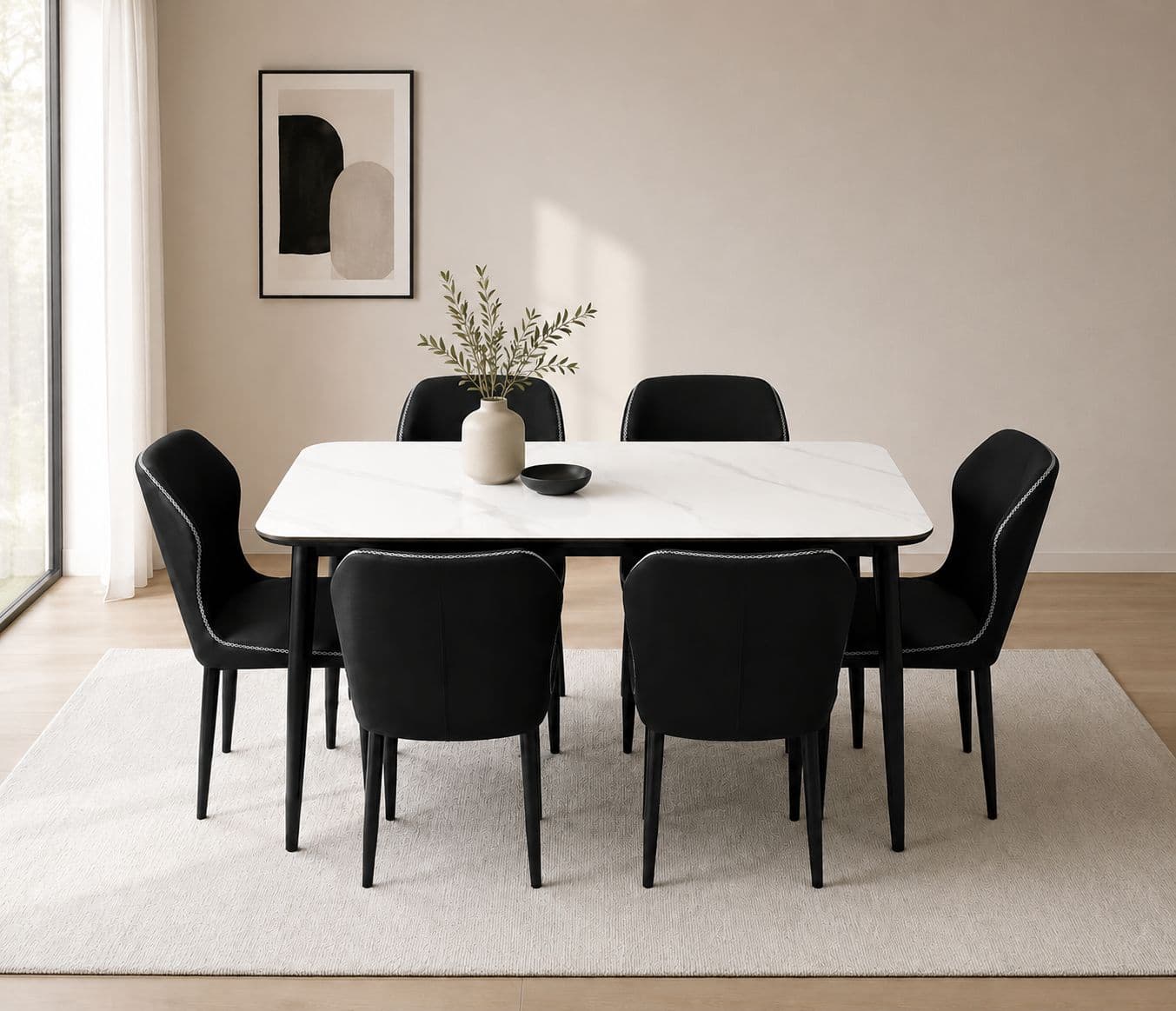 Image 1 for Imported Dining Set-P130 Alpine White Ceramic Top Table / 808 Chair (BWD)