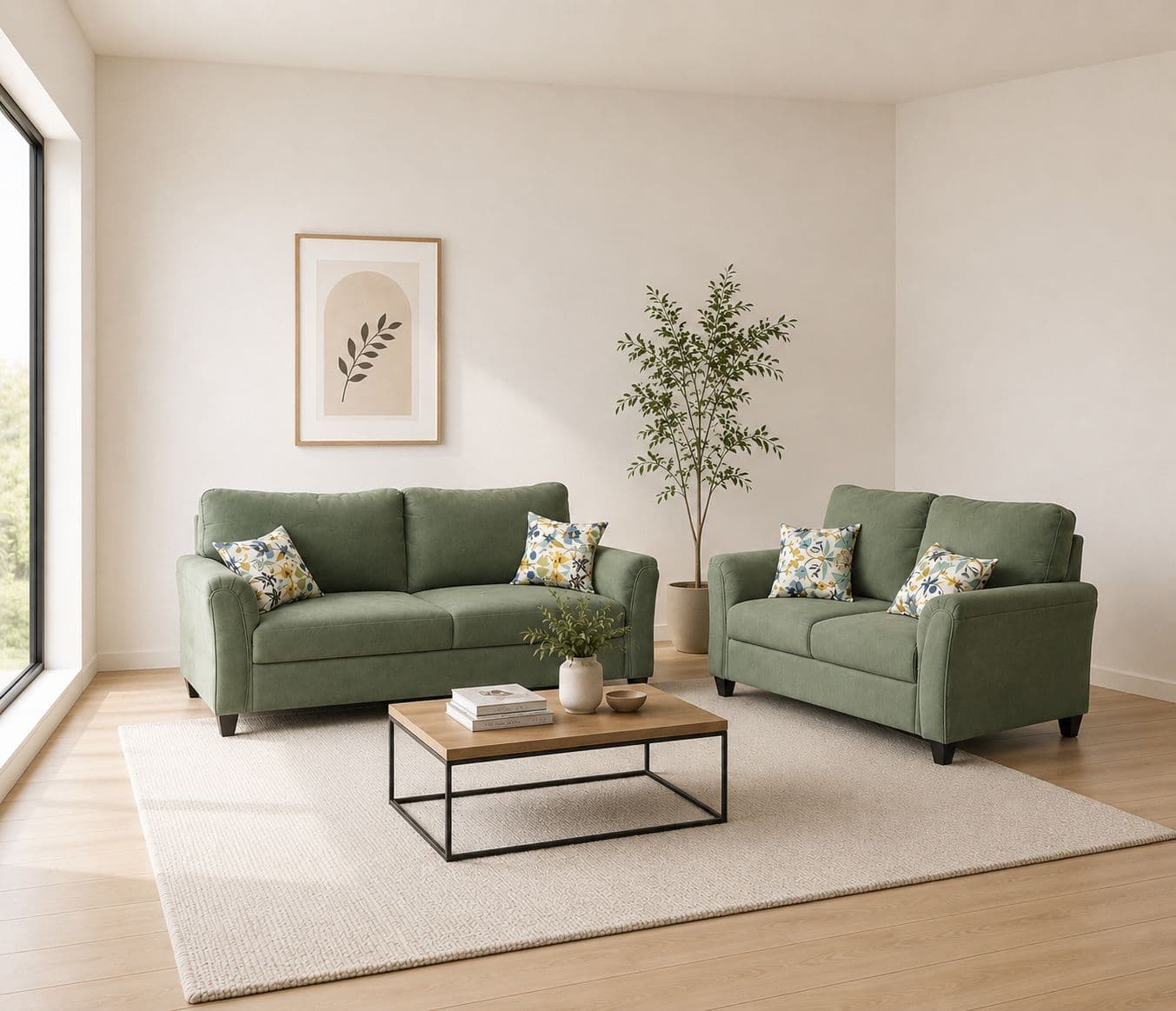 Image 1 for Aldo Royale Sofa 3+2 Seater Velvet Fabric (Grey)(BSk)