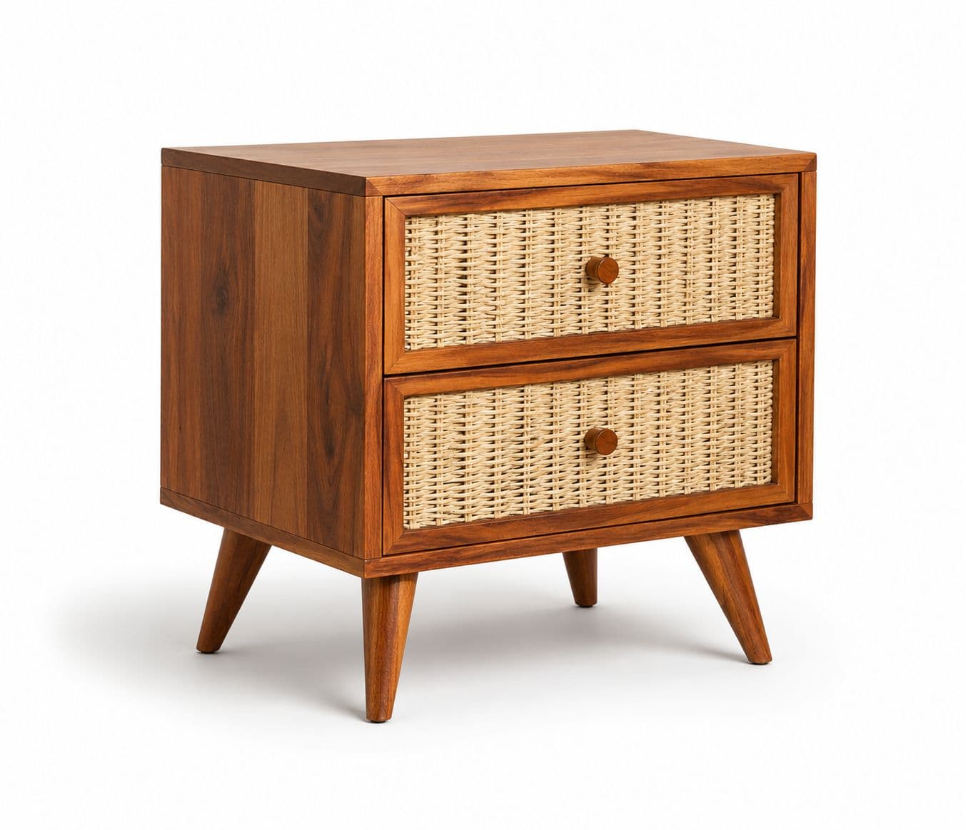 Image 5 for Malta 2 darwer Cane Bedside Table Sheesham Wood (WI)