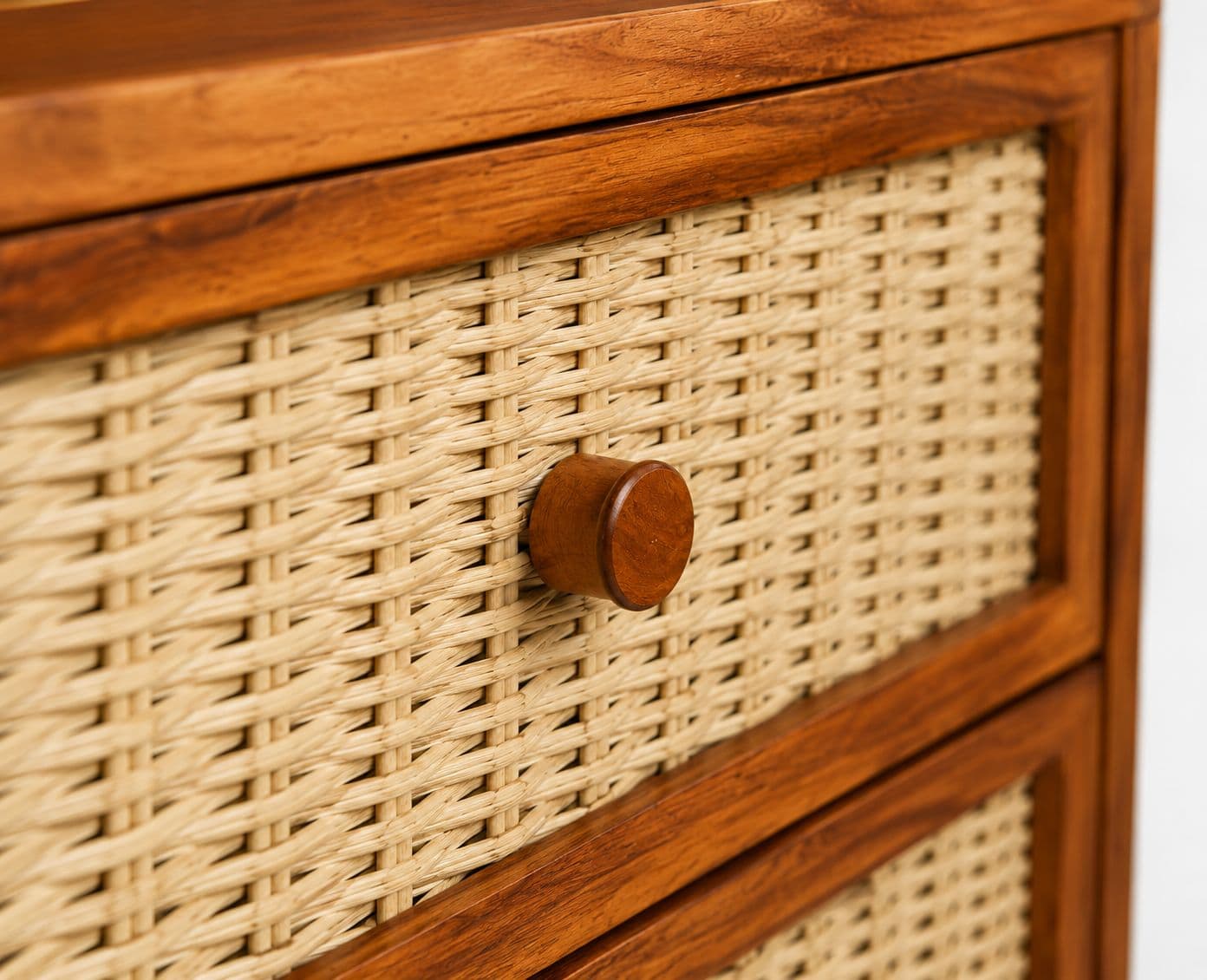 Image 3 for Malta 2 darwer Cane Bedside Table Sheesham Wood (WI)