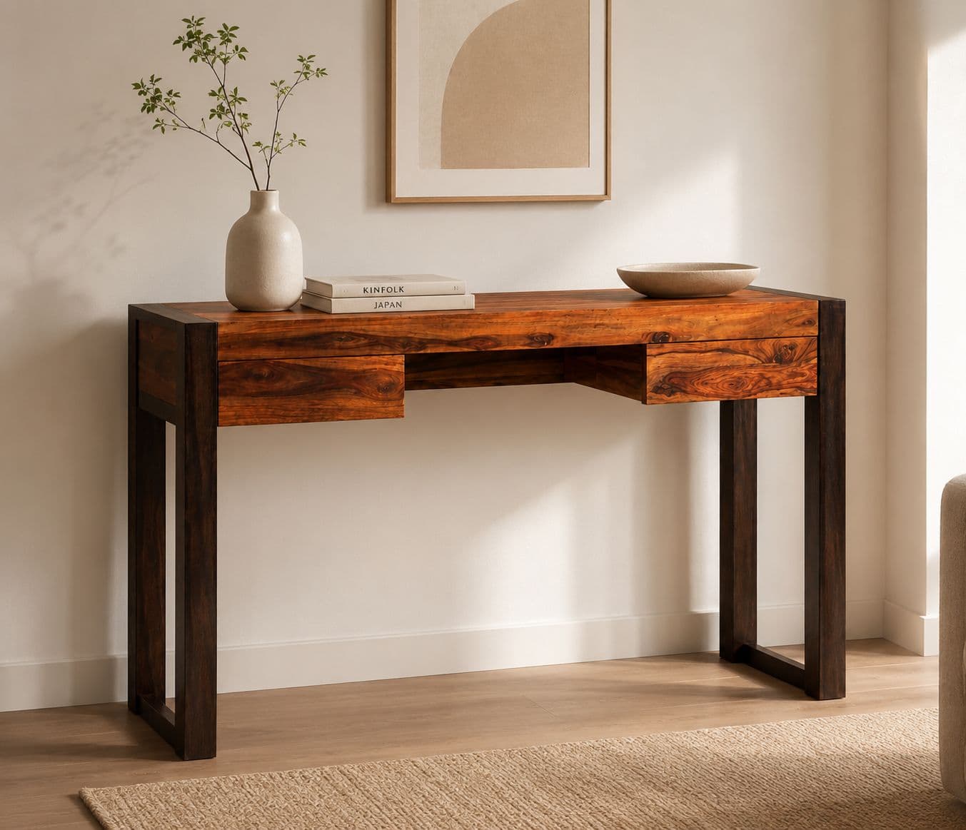 Image 2 for Milan Study Writing Desk Sheesham Wood (WI)