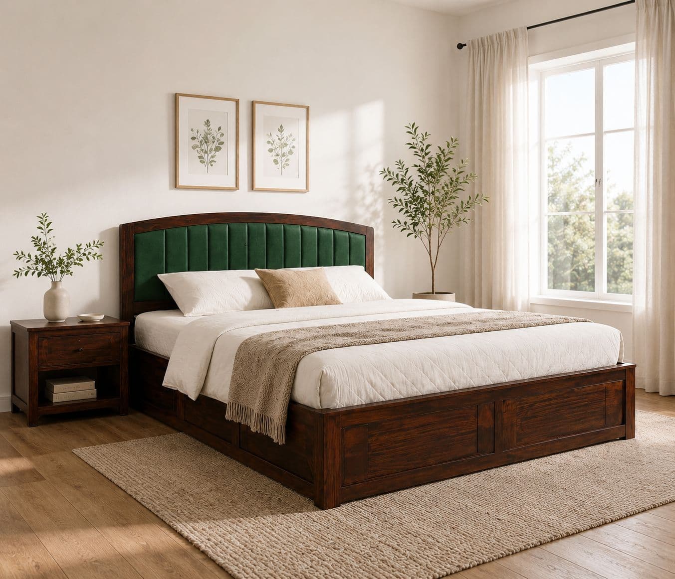 Image 1 for Oslo Hydraulic Bed - King Sheesham Wood Bed (WI)