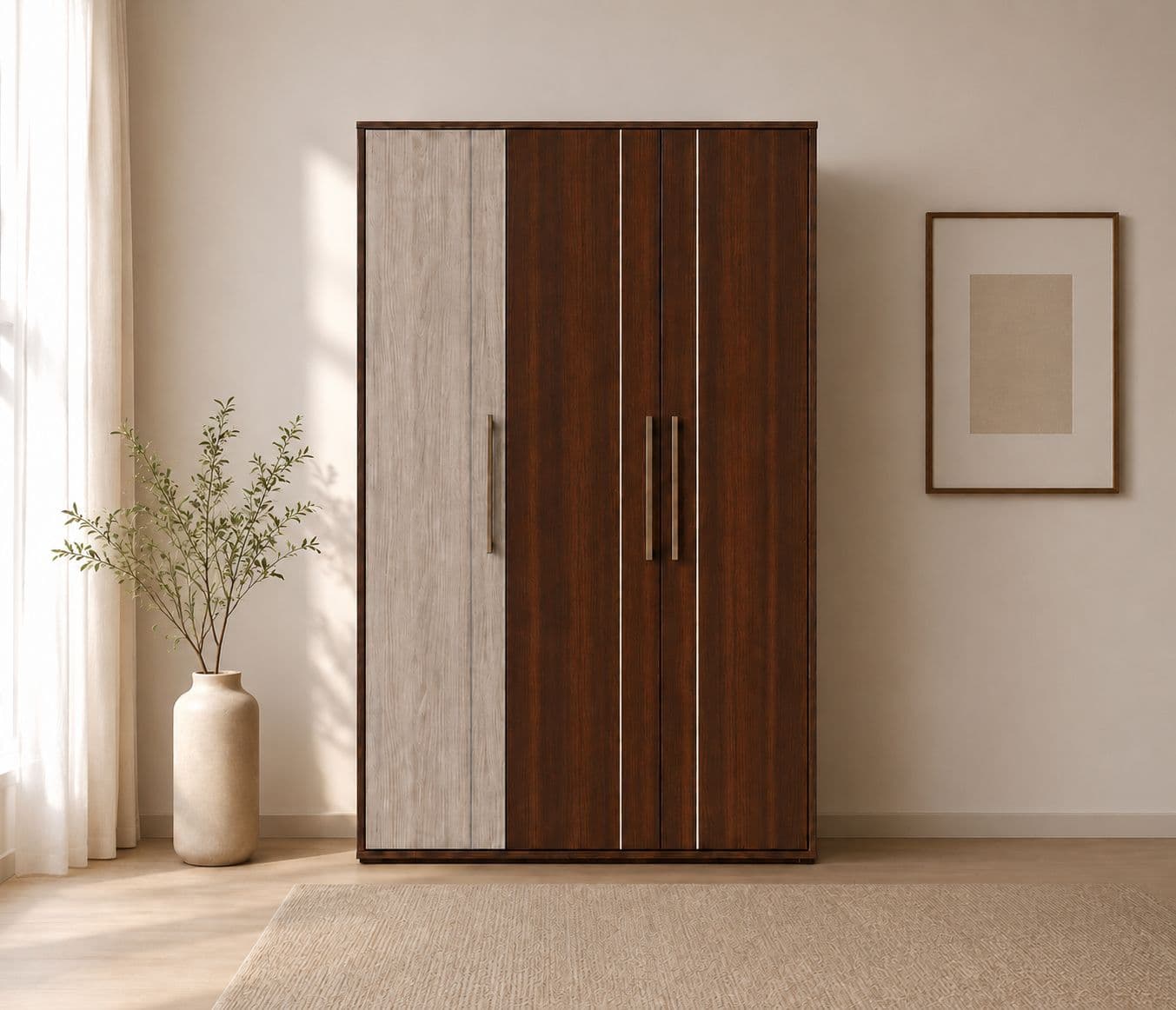 Curv 3 Door Wardrobe Engineered Wood (WI)