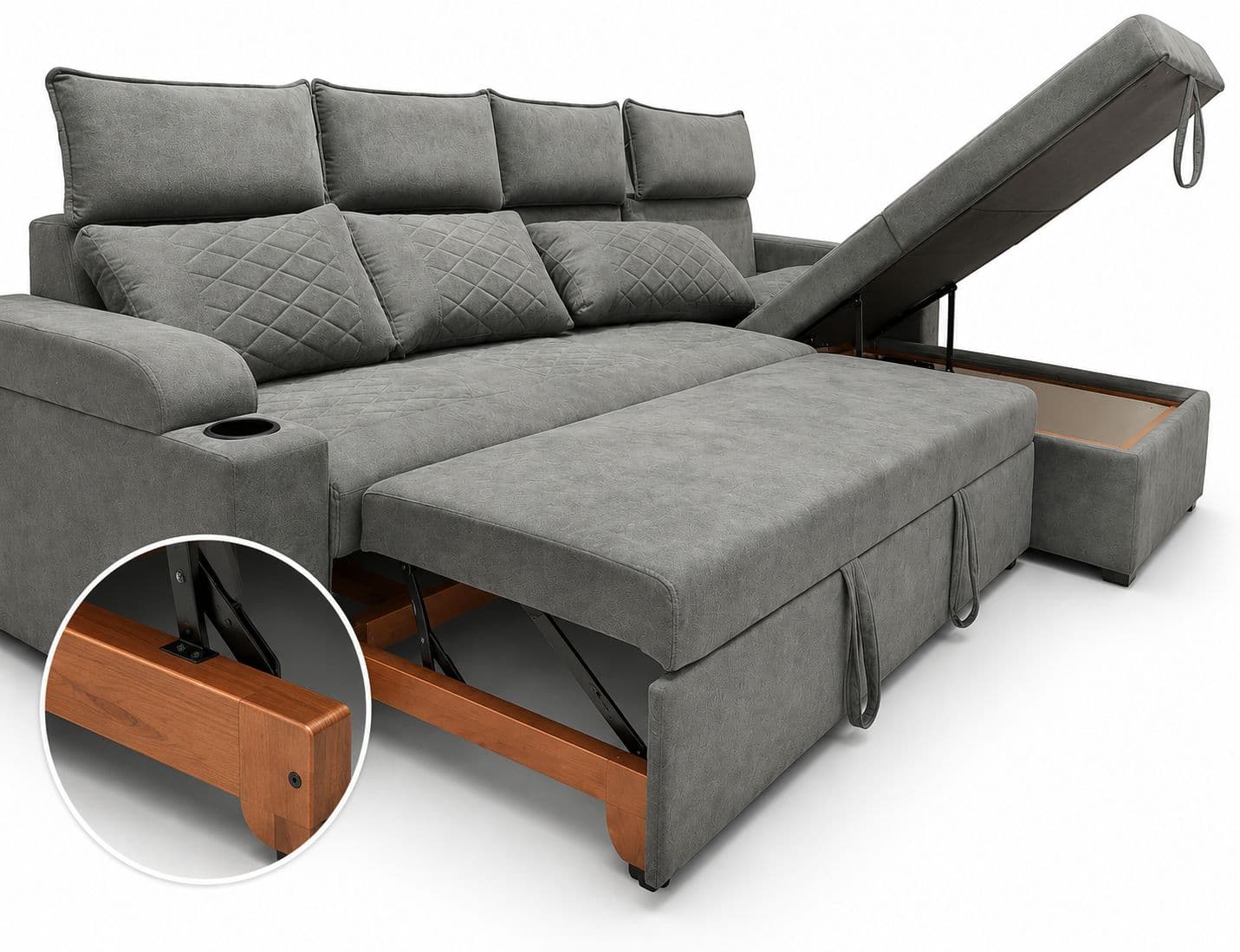 Image 3 for Dreamer 3+Lounger Sofa Cum Bed Storage Camden Textured Fabric (WF OTD)