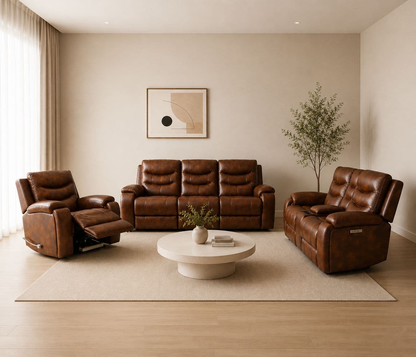 Image 1 for Manwah U70731HM 3+2+1 Power Recliner Leather