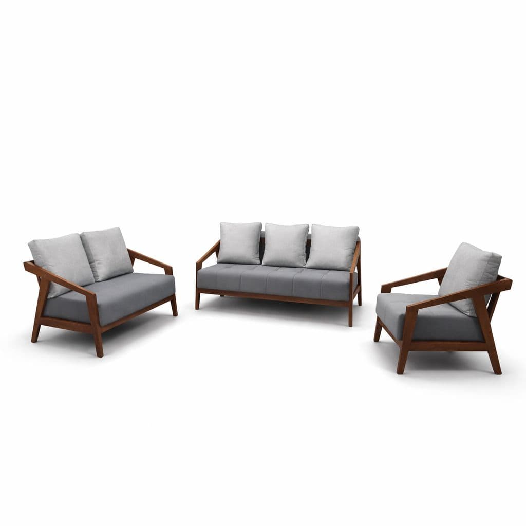 Image 3 for Ghana Teak 3+2+1 Seater Sofa Suede Fabric (HYD)(BWD)(BTM)