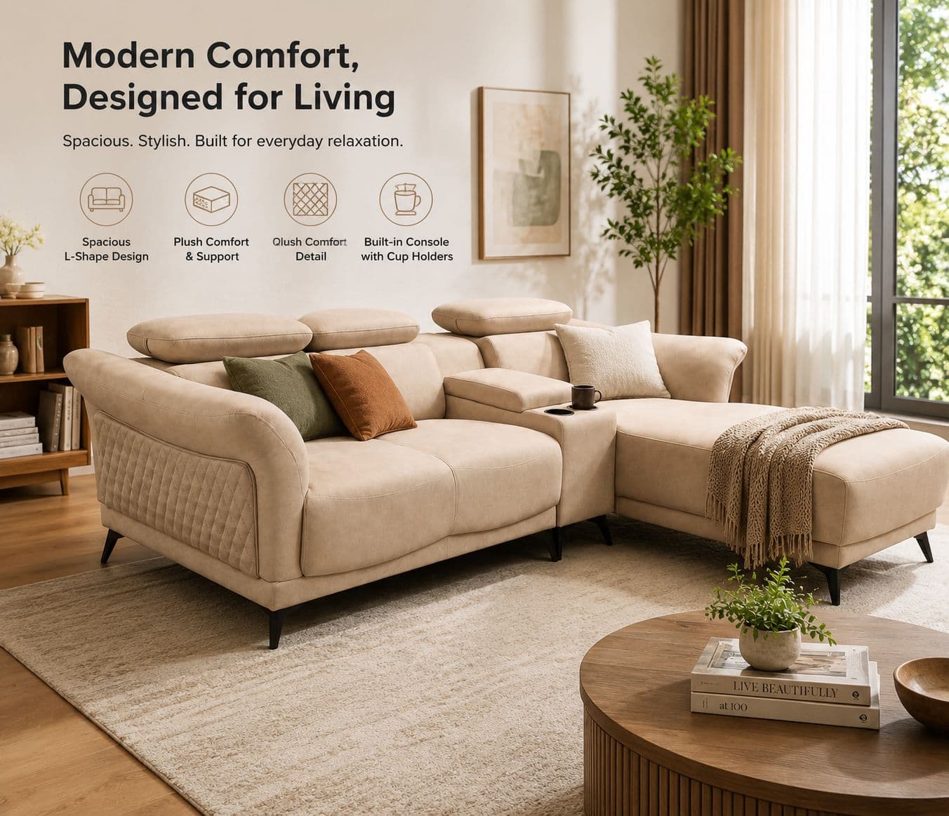 Image 20 for Topaz Sofa Set 3+2 Seater Fabric With Solid Neem Wood