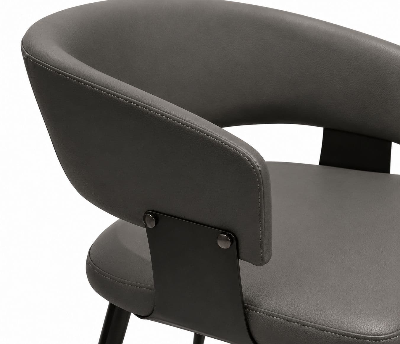 Image 3 for 126 Dining Chair Single Seater Cat Paw Leather Carbon Steel Frame (WH)