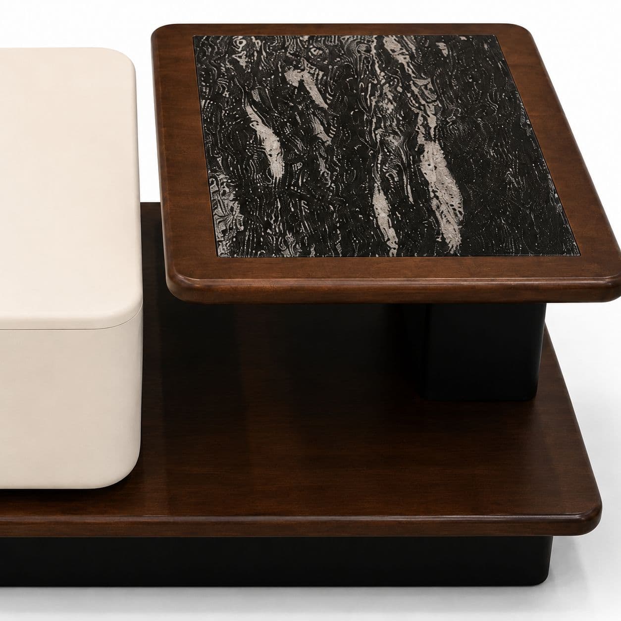 Image 3 for Center Table F59 With Drawers With Marble Top And Wooden Base (HYD)