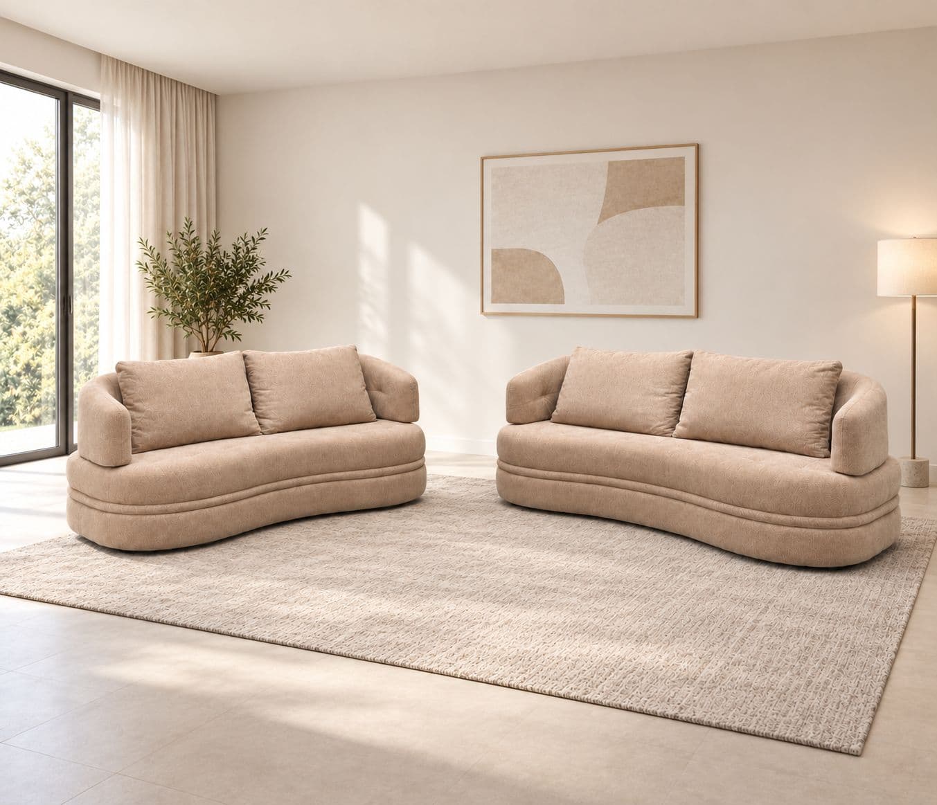 Image 1 for Moon Sofa 3+2 Seater Solid Pine Wood Premium Fabric (WF)
