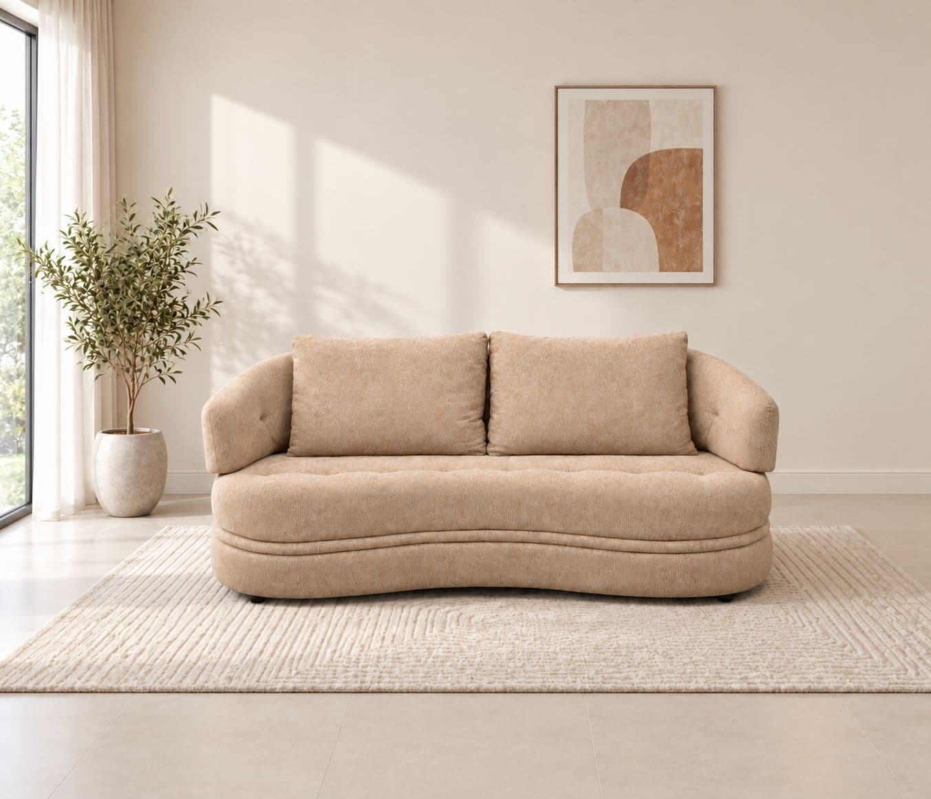 Image 1 for Moon Sofa 3+2 Seater Solid Pine Wood Premium Fabric (WF)