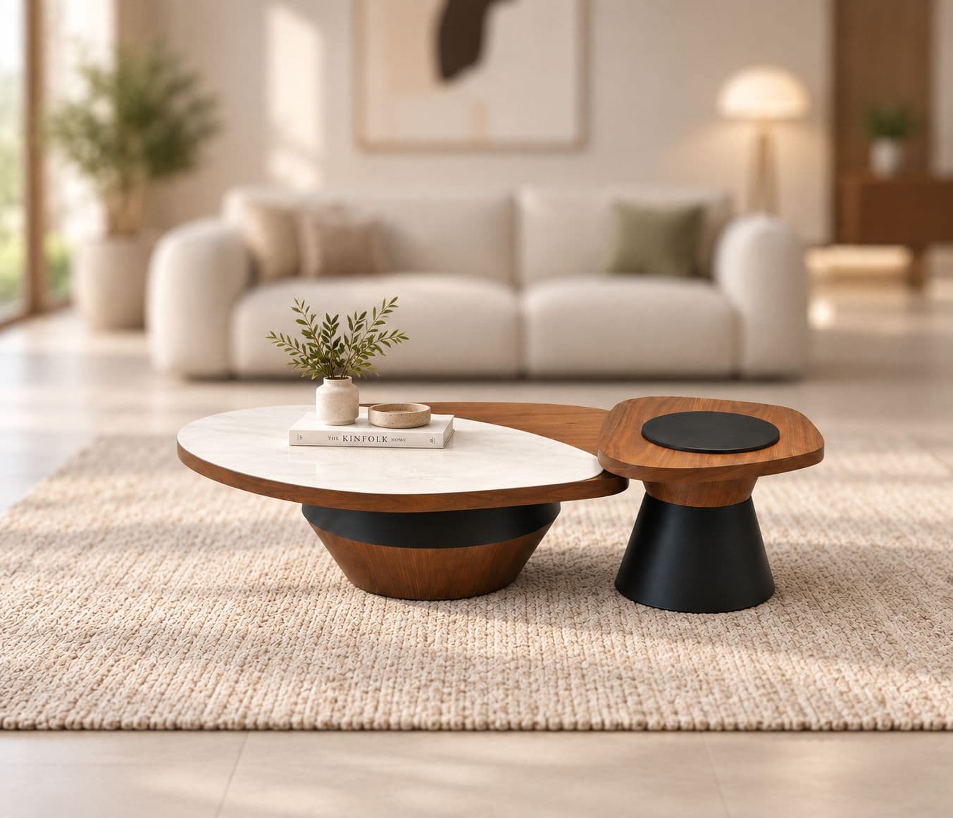 Image 1 for 3043 Center TableWith Marble And Wooden Top With Wooden Base (HYD)