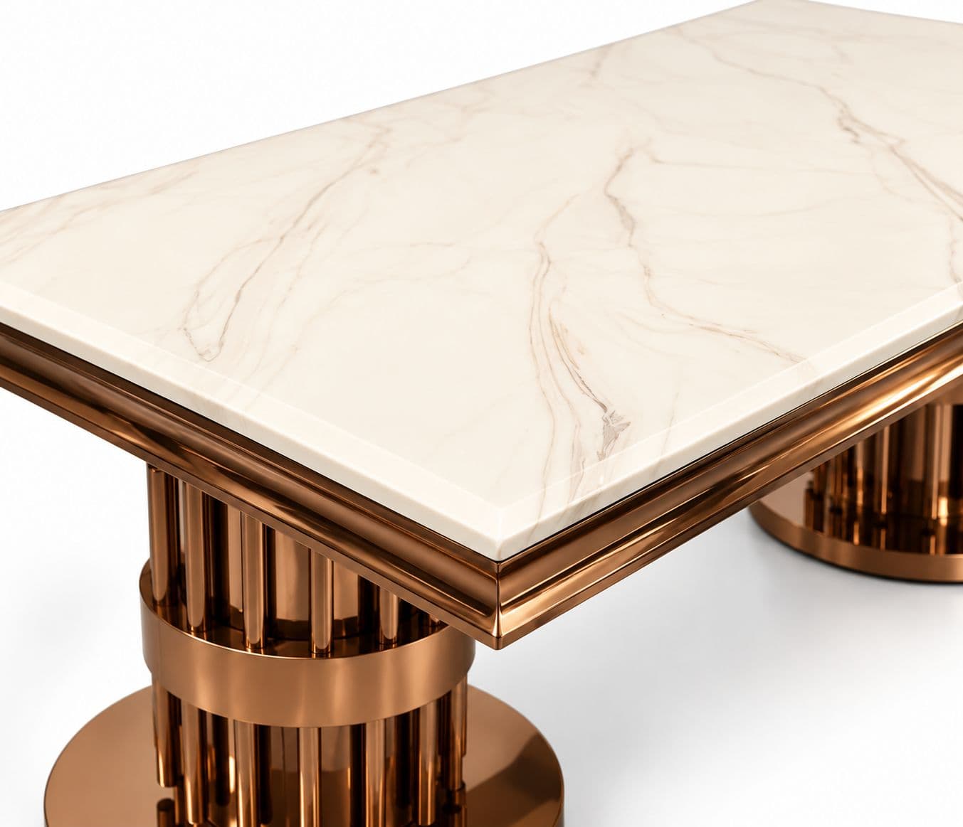 Image 7 for 8116 Center Table With Marble With Rose Gold Metal Base (HYD)